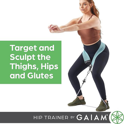Gaiam Squat Band & Hip Trainer Set - Fabric Resistance Band with 3 Adjustable Resistance Tubes, Home Gym Equipment to Exercise Thigh, Leg, Hip, Glute, Booty & Core - Home Gym & Travel Workout Bands