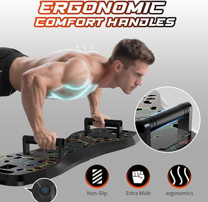 LALAHIGH Push Up Board,36 in 1 Home Gym Equipment with Ab Roller Wheel & Resistance Bands, Portable Foldable Workout Board for Full Body Strength Training Men Women,Gift for Boyfriend
