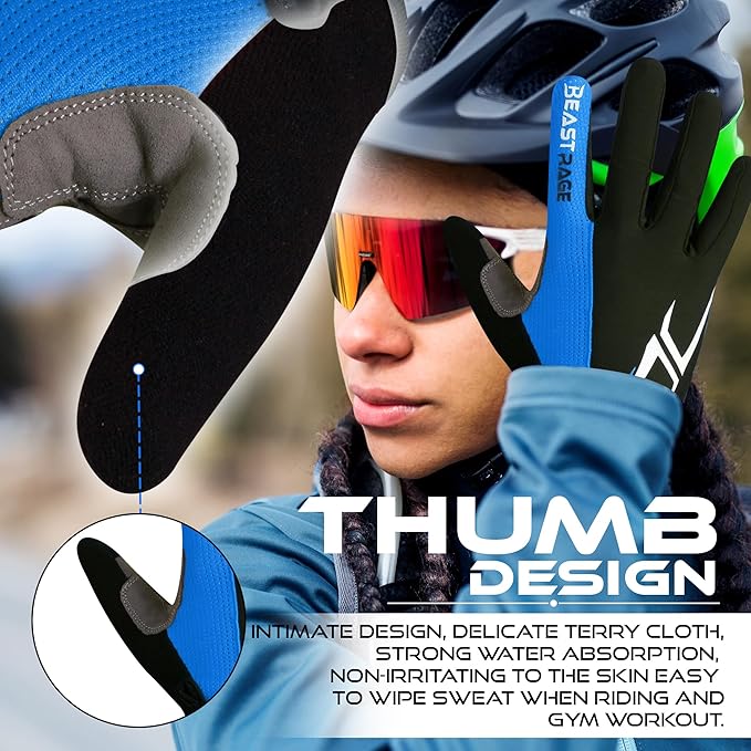BEAST RAGE Half Finger Cycling Gloves for Men Women, Gel Padded Anti-Slip Shock Absorbing Weight Lifting Gym Gloves Cycle Mountain Bike Gloves for MTB, Biking, Hiking