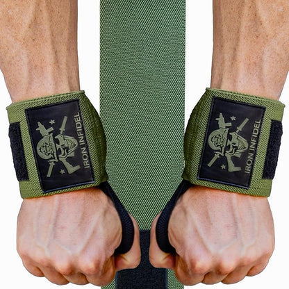 Iron Infidel Wrist Wraps for Weightlifting - 18" Heavy Duty Support for Working Out, Gym Accessories for Men - Use for Lifting, Crossfit, Fitness, Exercise, Bench Press, Powerlifting