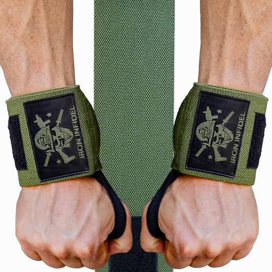 Iron Infidel Wrist Wraps for Weightlifting - 18" Heavy Duty Support for Working Out, Gym Accessories for Men - Use for Lifting, Crossfit, Fitness, Exercise, Bench Press, Powerlifting