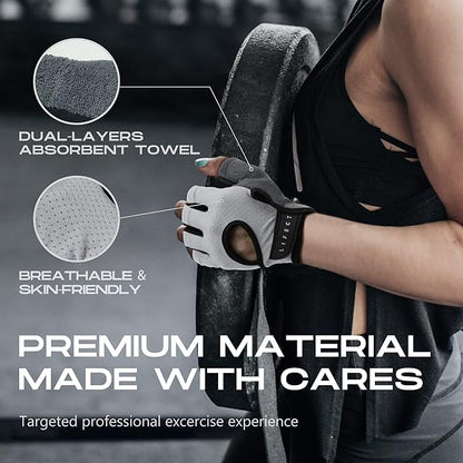 LIFECT Essential Breathable Workout Gloves, Weight Lifting Fingerless Gym Exercise Gloves with Curved Open Back, for Powerlifting, Women and Men