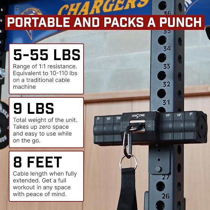 Ancore Pro: Home Gym Cable Machine | Portable Workout System for Strength Training | Comes with Mount for a Squat Rack or Pole | Full-Body Workout | Used by 100+ Pro Teams