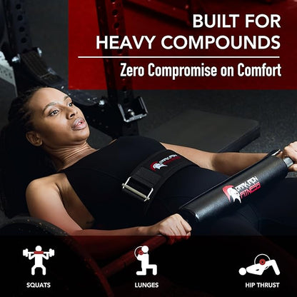 Dark Iron Fitness Barbell Pad w/Extra Thick Foam Padding, Non-Slip Hook and Loop Closure for Olympic Bars Weight Training Shoulder & Neck Protection Support, for Squats Hip Thrusts Lunges