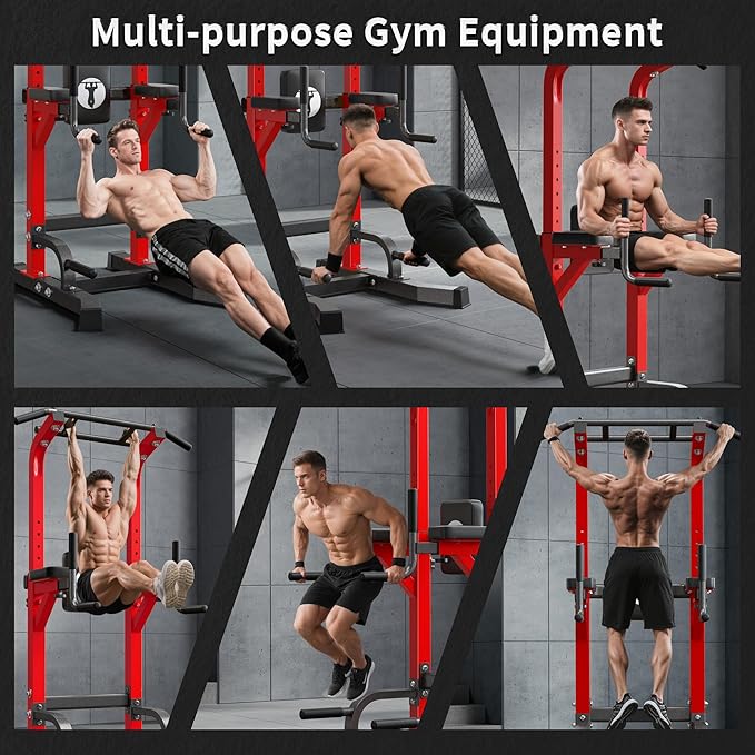 SogesHome Adjustable Pull Up Bar & Dip Station, Heavy Duty 330LB Capacity Multifunctional Home Gym Fitness Equipment for Strength Training, Push Up Stand for Arm, Back, Core & Full Body Workout