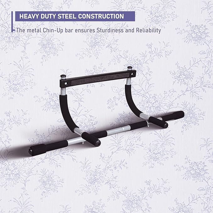 Endless EL1037 Stainless Steel Curved Pull Up Bar for Home Wall | Material: Stainless Steel | For Strengthening Exercises at Home or Gym with Anti-Skid Cushion Grip | For Adult, Men and Women