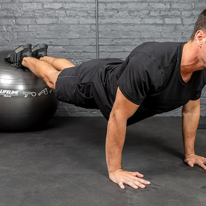 Lifeline Fitness Exercise Ball with Workout Guide – Burst-Resistant Stability Ball with Pump for Core, Balance, and Pregnancy Exercises