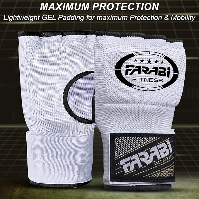 Farabi Quick Wraps Gloves Gel Paded Hand Wraps Adult MMA Boxing Muaythai Bandages Hand Protector 80cm Meter Wrist Support Strap Pair