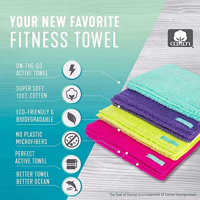 FACESOFT Eco Friendly Gym Towel for Working Out - Soft and Absorbent Cotton Exercise - No Synthetic Microfibers or Plastics - Sweat Towel for Gym, Fitness, Sports, Yoga - Pink - 1 Pc