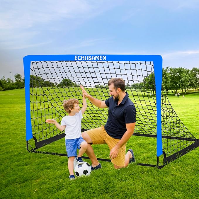 Kids Soccer Goals for Backyard, 2 of 6 x 4 ft Kids Soccer Goal Set Soccer Net with 10 Soccer Cones, Agility Ladder & Carry Bag, Portable Soccer Training Equipment.