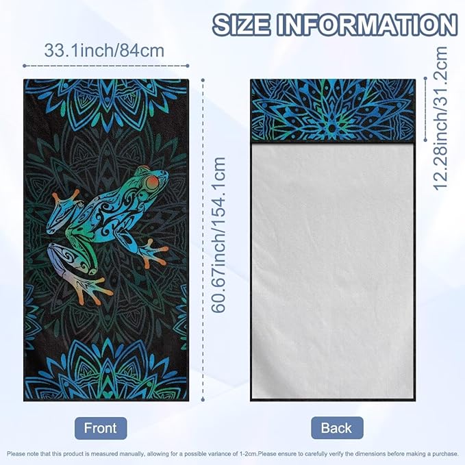 Bulopur Frog Sweat Towel Car Seat Cover Boho Mandala Post-Work Running Athletic Beach Towel Machine Washable Lightweight Breathable Floral Car Interior Accessories