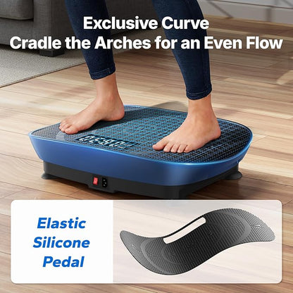 MERACH Vibration Plate Exercise Machine, Curved Vibration Plate for Lymphatic Drainage Weight Loss, Vibrating Plate with Real-Time Calorie Tracking on LED Display, Workout Equipment for Home Women Men
