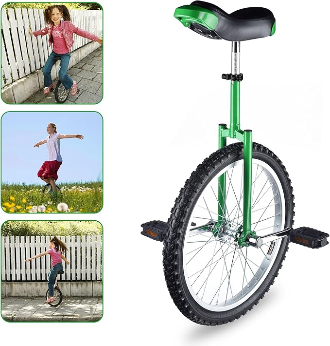 AW 16/18/20/24 Inch Wheel Outdoor Unicycle Adjustable Seat Exercise Bicycle Fit Adults Kids Outdoor Sports Fitness Exercise, for Choice