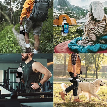 Cikyner Water Bottle Strap, Water Bottle Holder for Mobile Phone 360° Rotatable & Removable Water Bottle Pouch Gym Water Bottle Accessories for 4.5-7'' Mobile Phone & 18-40 oz Water Bottles (G7L)