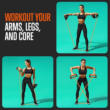SQUATZ Multi-Function Push Up Rack - Combined with 10lbs and 20lbs Elastic Resistance Bands, Anti Slip Handles, Improves Strength, Power and Cardio, Weight Training, Weight Capacity: 440Lbs