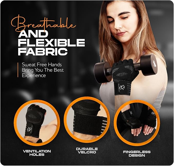 Special Essentials Weight Lifting Gloves for Men & Women – Fingerless Workout Gloves with Non-Slip Grip & Palm Padding for Gym, Training, Cycling & Fitness