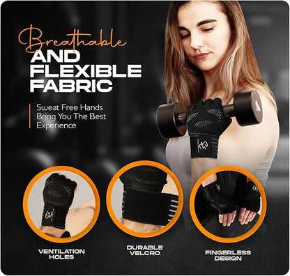 Special Essentials Weight Lifting Gloves for Men & Women – Fingerless Workout Gloves with Non-Slip Grip & Palm Padding for Gym, Training, Cycling & Fitness