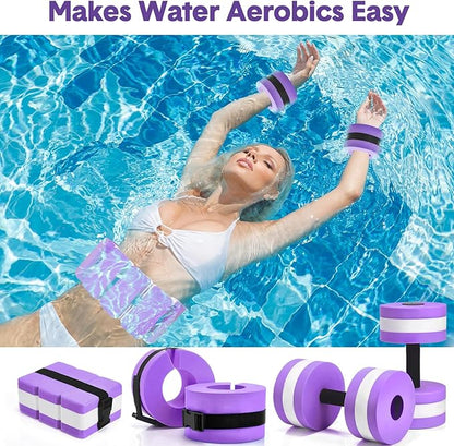 5 Pcs Pool Aquatic Exercise Set Including 2 Lightweight Water Dumbbells, 2 Ankle Swimming Weights, and Swim Belt Water Exercise Equipment for Aquatic Aerobics