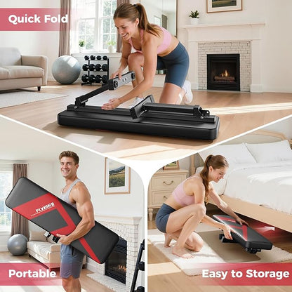 FLYBIRD Foldable Flat Weight Bench For Home Gym, Sturdy Strength Training Workout Bench, Space-saving Bench Press Flat Exercise Bench, Easy to Assemble