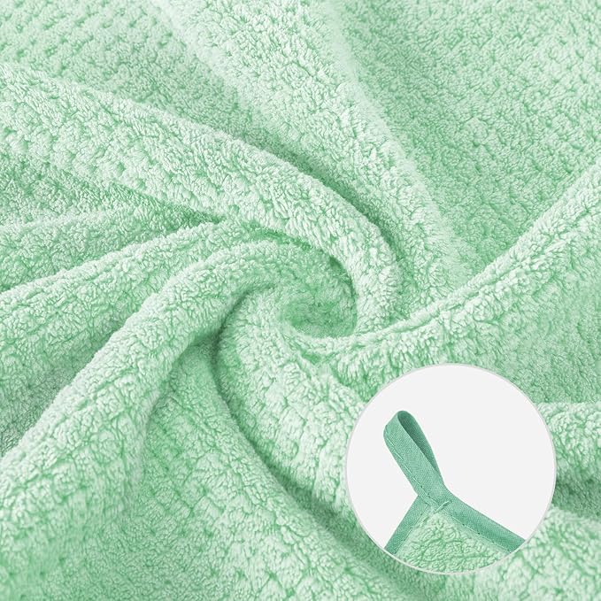 6 Pack Washcloth Set, Waffle Washcloth Towels Set, Microfiber Super Soft Highly Absorbent, Sturdy Quick Drying Towels for Bathroom, Gym, Sports, Yoga, Green