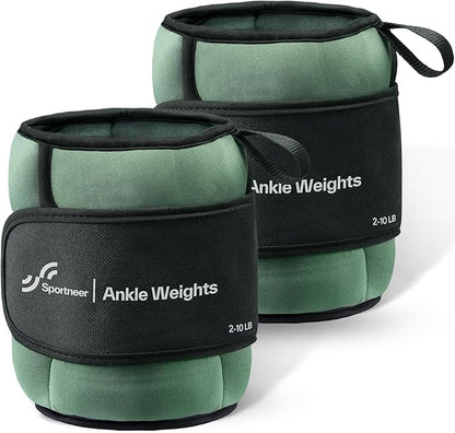 Sportneer 20lbs/Pair Adjustable Ankle Weights for Women and Men, Modularized Leg Weight for Yoga, Walking, Running, Aerobics, Gym, Physical Therapy