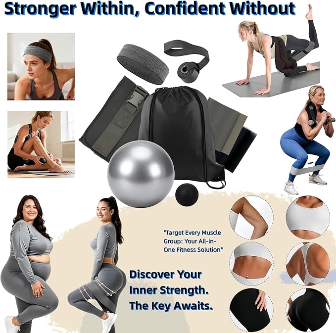 Women Glute Workout Equipment, Hip Thrust Belt for Weights, Booty Bands Exercise Bands Pilates Ball, Glute Workout at Home Pilates Exercise Equipment Kit for Home Gym Fitness Accessories