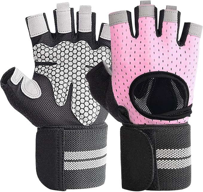 Weightlifting Gym Gloves for Men Women, Breathable Workout Gloves, Anti-Slip Exercise Gloves, Adjustable Wrist Support, Full Palm Protection, Lightweight