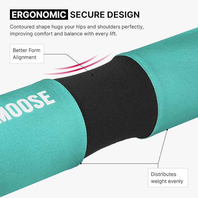 DMoose Fitness Barbell Pad for Hip Thrust, Squat & Lunges - Non-Slip Thick Foam Cushion for Neck and Back Support with Two Straps - Hip Thrust Pad for Leg Day - Fits All Olympic Bars and Smith Machine