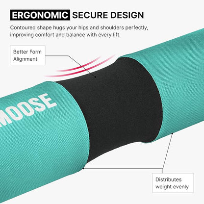 DMoose Fitness Barbell Pad for Hip Thrust, Squat & Lunges - Non-Slip Thick Foam Cushion for Neck and Back Support with Two Straps - Hip Thrust Pad for Leg Day - Fits All Olympic Bars and Smith Machine