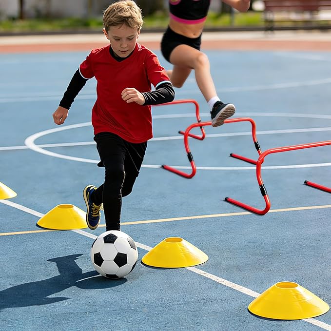 Lineslife Adjustable Agility Hurdles,4 Height Speed Training Hurdles, Portable Speed Training Equipment with Carry Bag for for Athletes,Kids,Soccer,Basketball