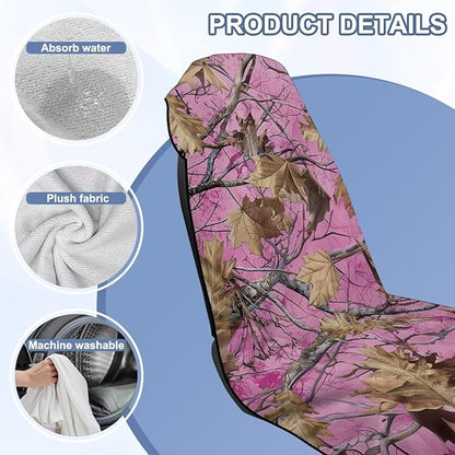 Bulopur Car Seat Towel Cover Waterproof Pink Hunting Camo Sweat Towel Car Seat Cover Anti-Slip Bucket Seat Protector for Swimming Pool Camping Beach Yoga Towels Mat