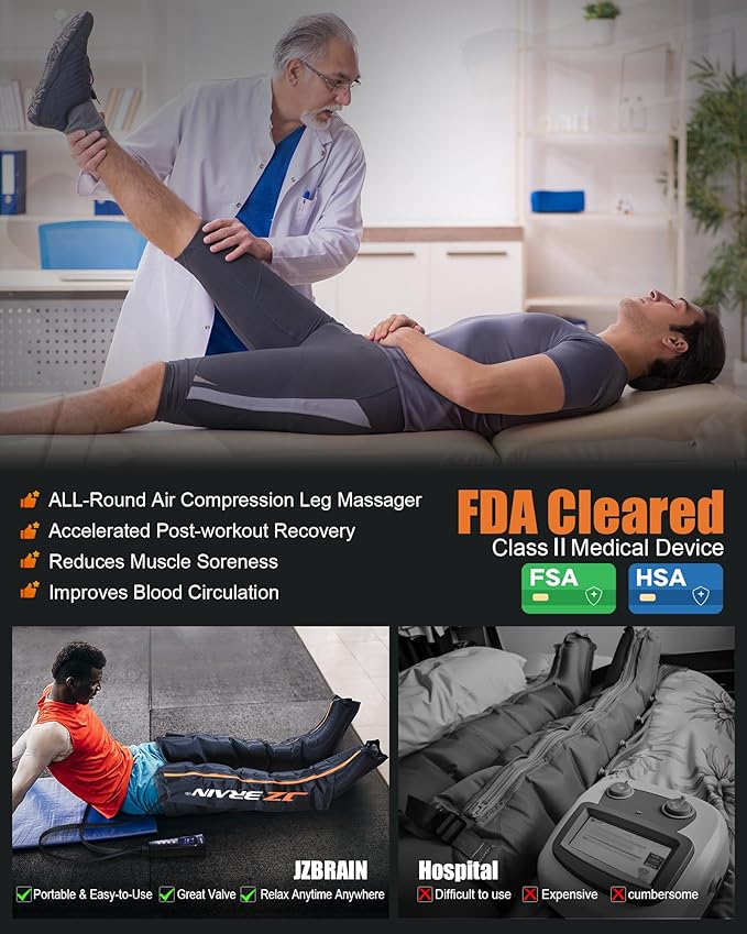 Sequential Air Compression Recovery System : Professional Full Leg Compression Boots for Circulation and Pain Relief - Sequential Device for Muscle Relaxation