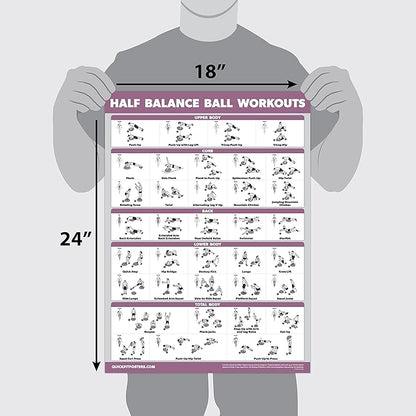 Palace Learning Half Balance Ball Workout Poster - Exercise Chart (LAMINATED, 18" x 24")