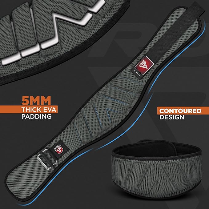 RDX Weight Lifting Belt, Curved Padded Back Lumbar Support, Fitness, Core Exercise Workout Bodybuilding Powerlifting Deadlifts Squats, Ladies Gents Men Women Home Gym Equipment