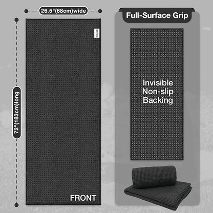 Hot Yoga Mat Towel,Microfiber Yoga Mat Towels Non Slip for Hot Yoga Absorbent Microfiber Sweat Anti-Slip Grip Injury Free,26.5" X 72" -Pilates Gear,Exercise,Fitness Black