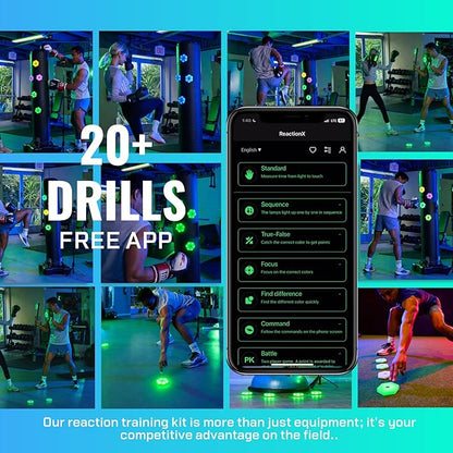 Reaction Training Platform for Boxing and Martial Arts. Improve Neuro-Ability with Training Lights That Improve Your Reaction Skills. Develop Quick Feet, Explosiveness, and Lateral Quickness