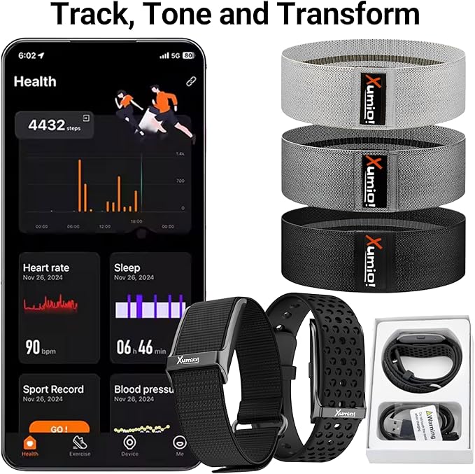 Screenless - Smart Health & Activity Tracker with 3 Premium Resistance Bands | Track Heart Rate, Sleep & Activity | Tone, Strengthen & Sculpt at Home or on The Go