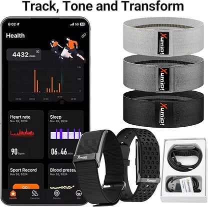 Screenless - Smart Health & Activity Tracker with 3 Premium Resistance Bands | Track Heart Rate, Sleep & Activity | Tone, Strengthen & Sculpt at Home or on The Go
