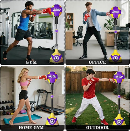 Boxing Bag with Stand for Teens & Adults -for Training Boxing Equipment Stress Relief and Fitness Set with Punching Bag & Gloves，Home Gym Equipment