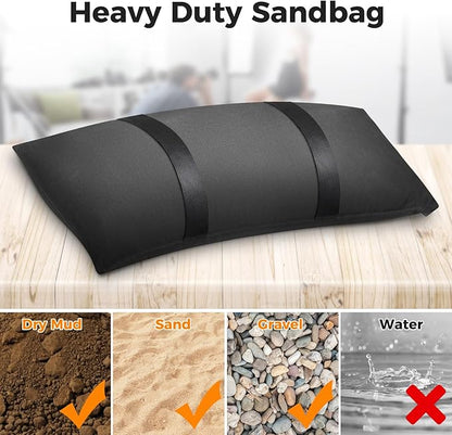 300 LBS Umbrella Base Weights Sandbags, 6 Packs Sand Bags for Weight, Weatherproof Fillable Heavy Duty Weight Sandbag for Outdoor Furniture Backyard Umbrella Garden Trampoline Poolside Accessories