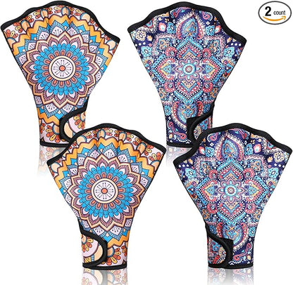 Honoson 2 Pairs Swimming Gloves Women Water Aerobics Gloves Aquatic Fitness Water Resistance Webbed for Men Women Unisex Poll Training Exercise