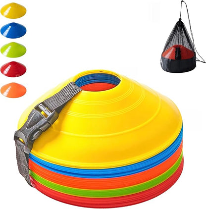 Flexible Soccer Cones (Set of 60/50/40/25) with Mesh Bag & Strap, Sports Cones for Soccer, Basketball, Football Training Equipment, Agility Soccer Cones for Drills Training
