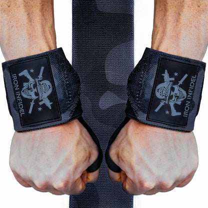 Iron Infidel Wrist Wraps for Weightlifting - 18" Heavy Duty Support for Working Out, Gym Accessories for Men - Use for Lifting, Crossfit, Fitness, Exercise, Bench Press, Powerlifting