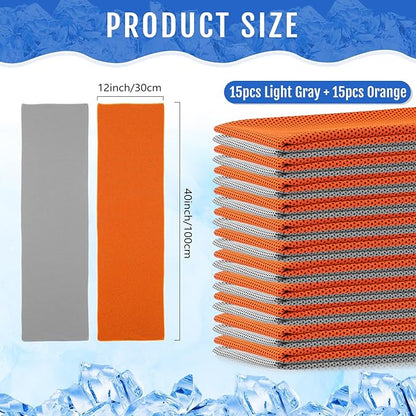 Hosuly 30 Pack Cooling Towels, 40"x12" Ice Breathable Soft Chilly Sweat Rag Microfiber Workout Rags for Gym Cooling Towels for Neck and Face for Yoga Golf Sport Running