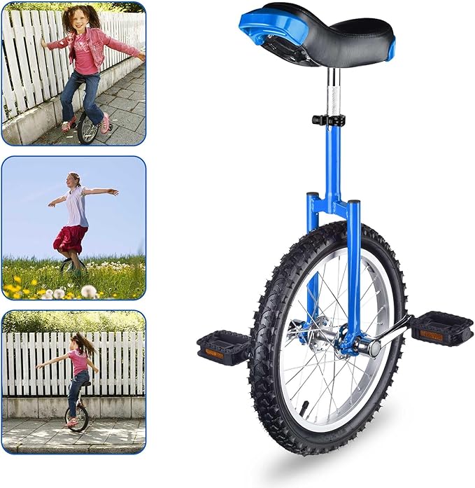 AW 16/18/20/24 Inch Wheel Outdoor Unicycle Adjustable Seat Exercise Bicycle Fit Adults Kids Outdoor Sports Fitness Exercise, for Choice