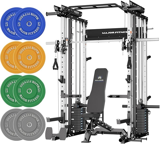 Major Fitness Drone MAX V Smith Machine with Weight Stacks, All-in-One Home Gym Squat Rack--2500LB Capacity, Dual LAT Pull-Down Systems & Cable Crossover Machine, Heavy-Duty Full-Body Workout Machine