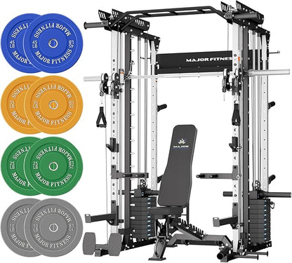 Major Fitness Drone MAX V Smith Machine with Weight Stacks, All-in-One Home Gym Squat Rack--2500LB Capacity, Dual LAT Pull-Down Systems & Cable Crossover Machine, Heavy-Duty Full-Body Workout Machine
