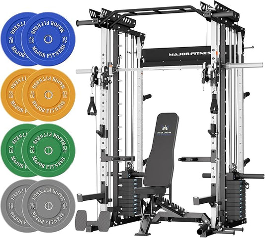 Major Fitness Drone MAX V Smith Machine with Weight Stacks, All-in-One Home Gym Squat Rack--2500LB Capacity, Dual LAT Pull-Down Systems & Cable Crossover Machine, Heavy-Duty Full-Body Workout Machine