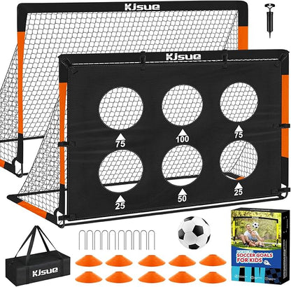 Kids Soccer Goal for Backyard Set - 2 of 6x4 ft Soccer Goals Training Equipment, Soccer Net for Kids Age 3-5 6-8 8-10 10-12, Ball, Targets for Toddler Kid Youth Soccer Games Sports Outdoor Play
