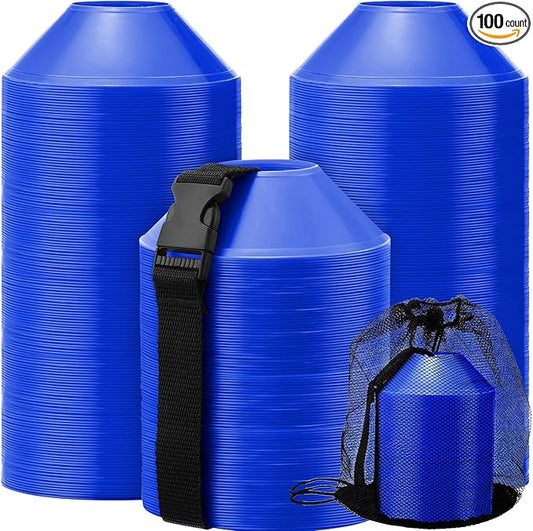 Hanaive 100 Pieces Mini Soccer Cones for Sport Drills 5 Inch Agility Disc Cones with Accessories for Kids Football Training